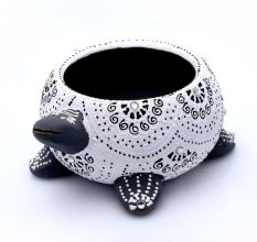 Handmade Washable Terracotta Modern Turtle Diya Tealight T-Light Holder - White